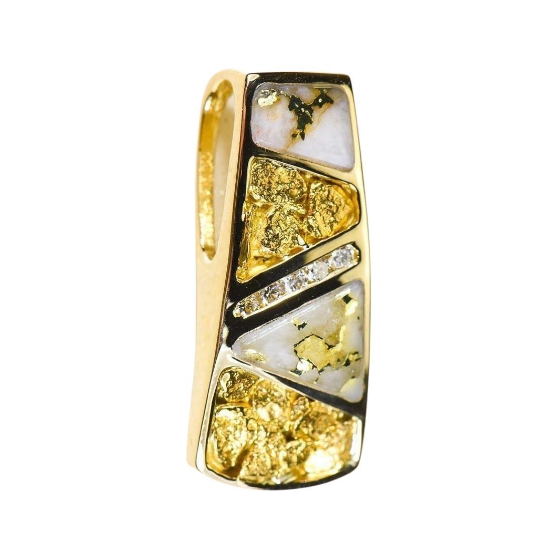 Gold Quartz Pendant with Diamonds - PN798DNQ-Destination Gold Detectors