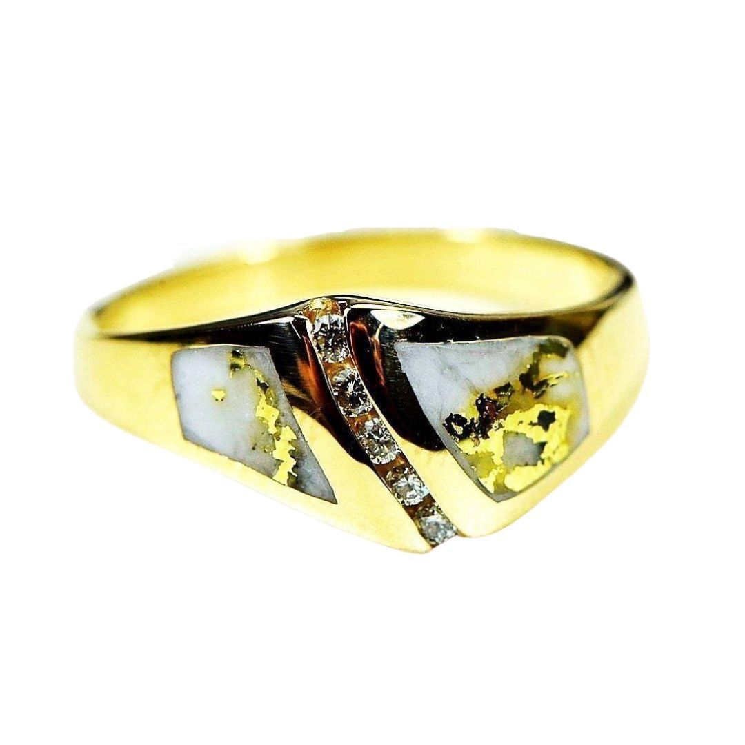 Gold Quartz Ring with Diamonds- RL1064DQ-Destination Gold Detectors