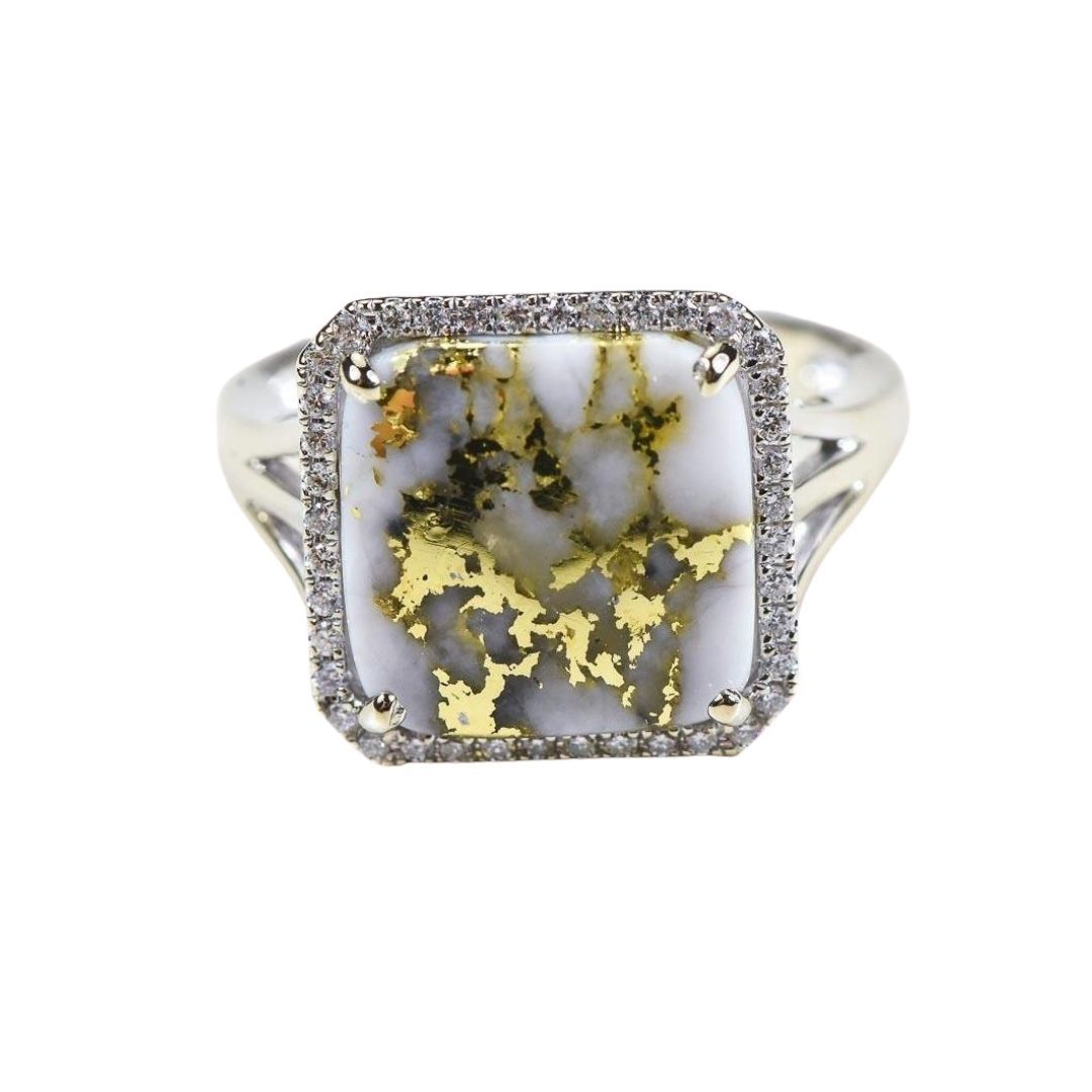 Gold Quartz Ring with Diamonds - RL1180DQ-Destination Gold Detectors
