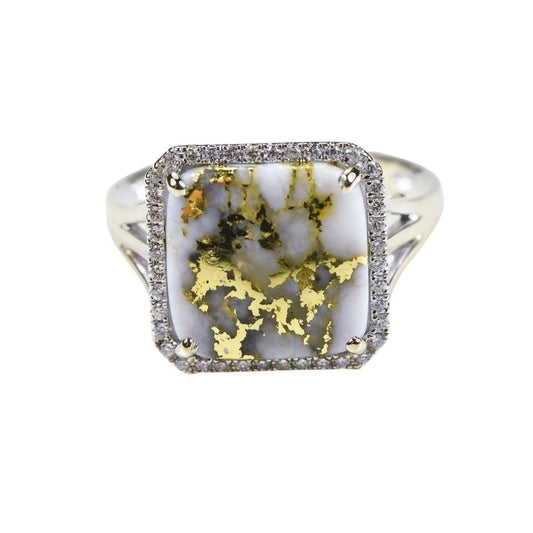 Gold Quartz Ring with Diamonds - RL1180DQ-Destination Gold Detectors