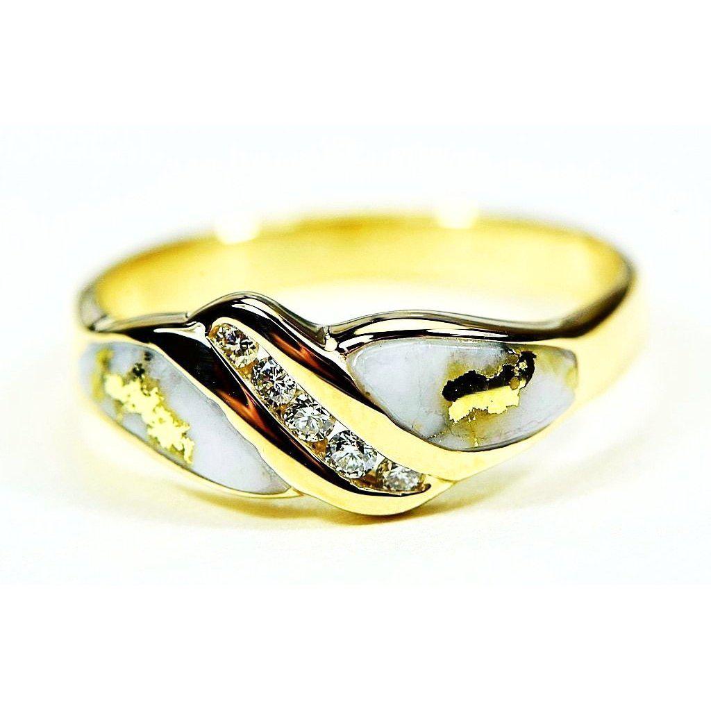 Gold Quartz Ring with Diamonds - RL612D10Q-Destination Gold Detectors