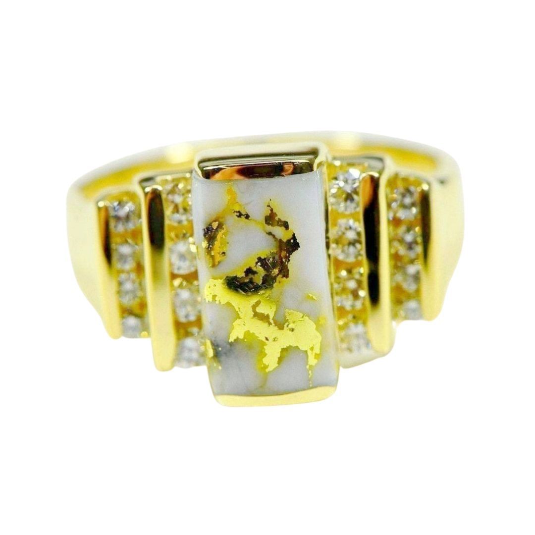 Gold Quartz Ring with Diamonds - RL639D48Q-Destination Gold Detectors