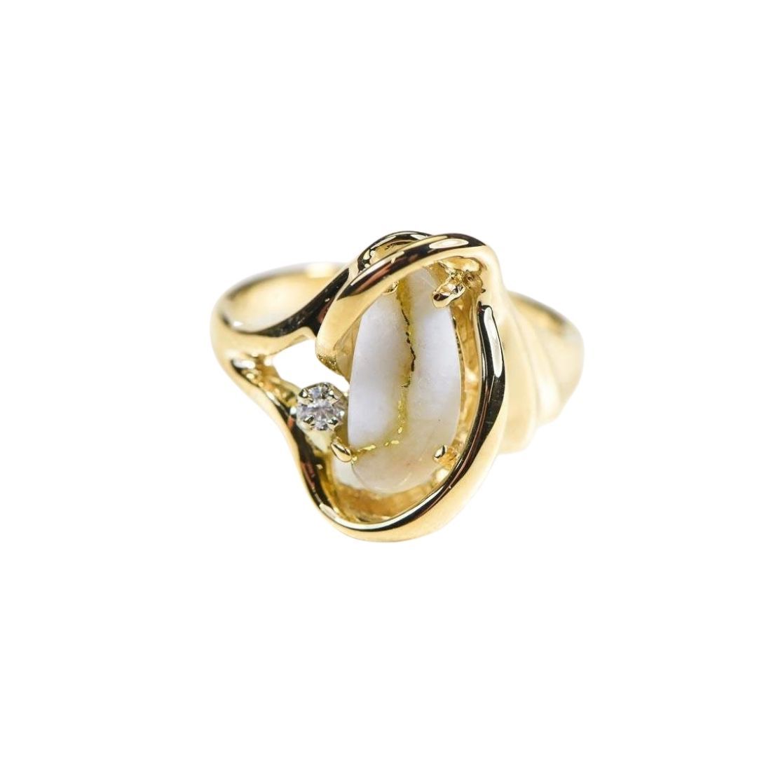 Gold Quartz Ring with Diamonds - RL784DQ-Destination Gold Detectors