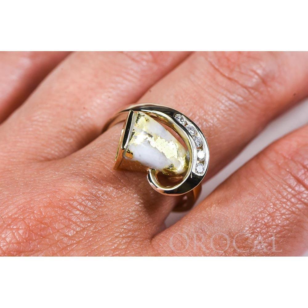 Gold Quartz Ring with Diamonds - RLDL34SDQ-Destination Gold Detectors
