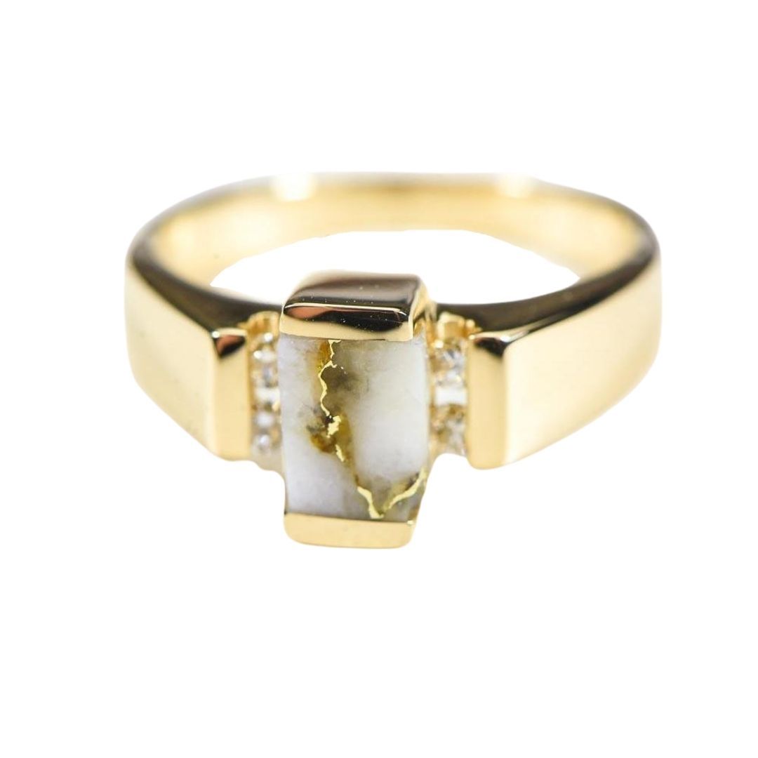 Gold Quartz Ring with Diamonds - RLDL50D12Q-Destination Gold Detectors