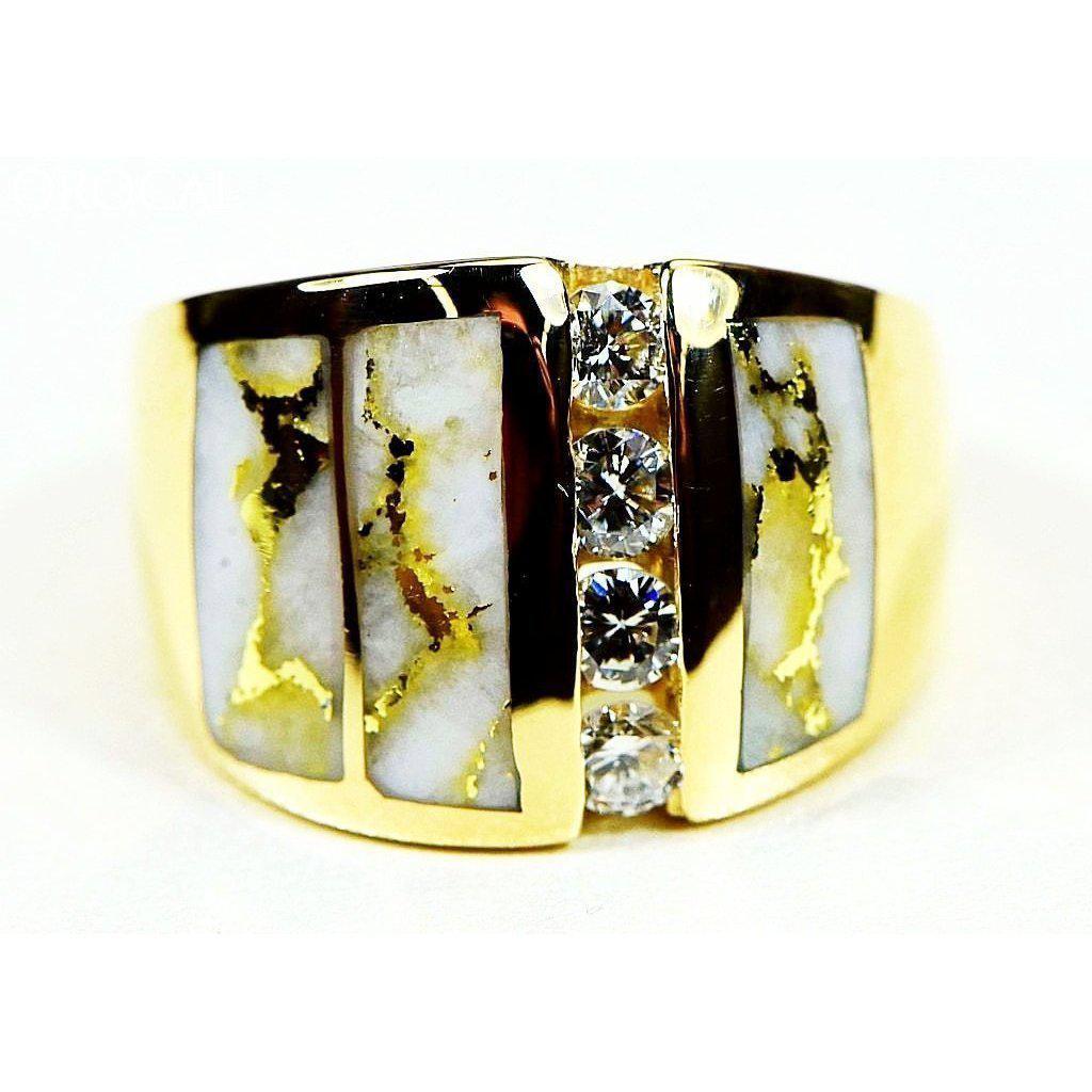 Gold Quartz Ring with Diamonds - RLJ500DQ-Destination Gold Detectors