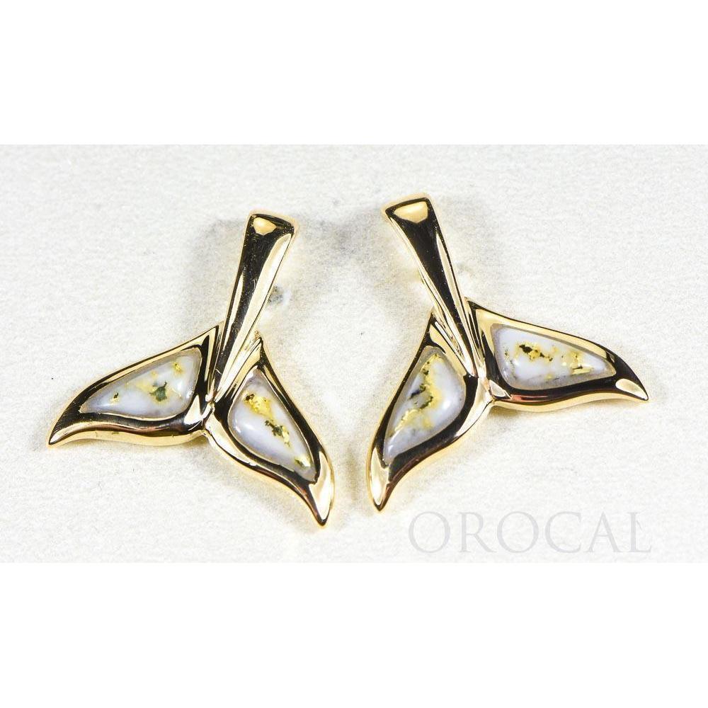Gold Quartz Whale Tail Earrings Post Back - EWT44SQ-Destination Gold Detectors