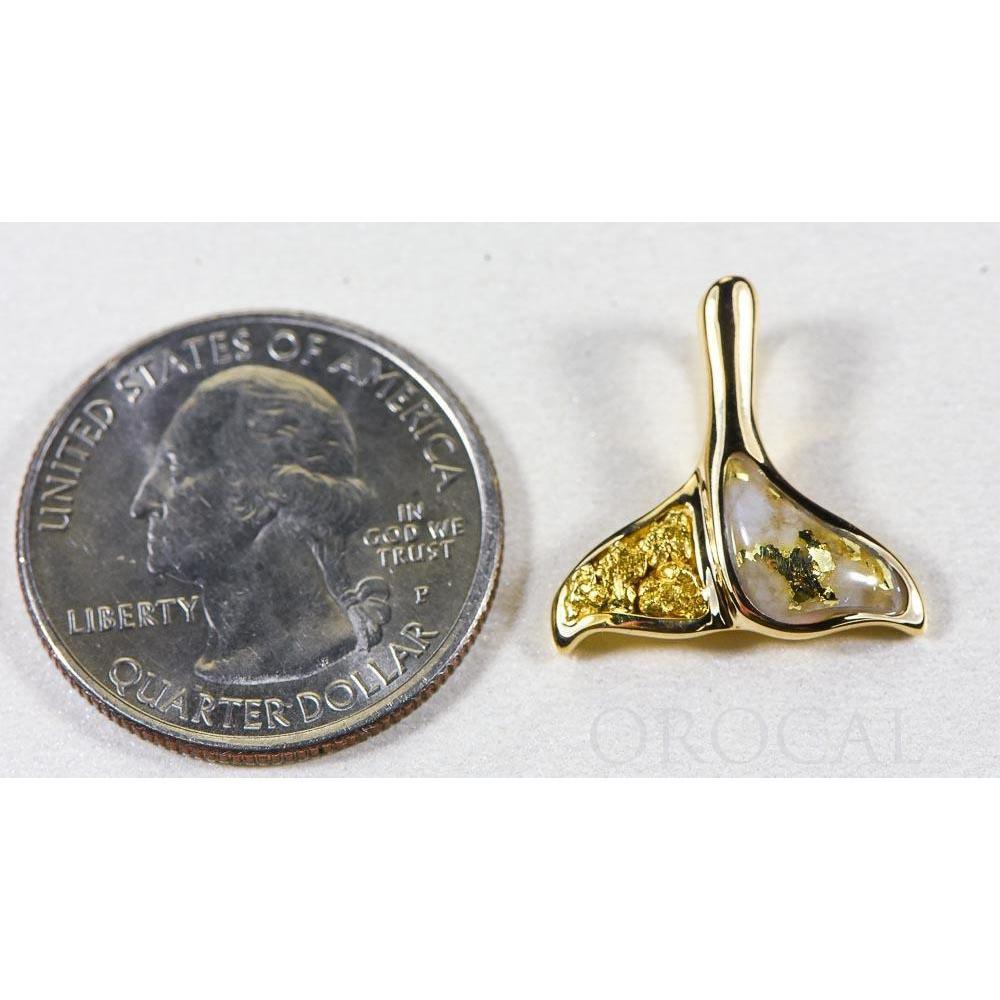 Gold Quartz Whales Tail Pendant - PDLWT113NQ-Destination Gold Detectors