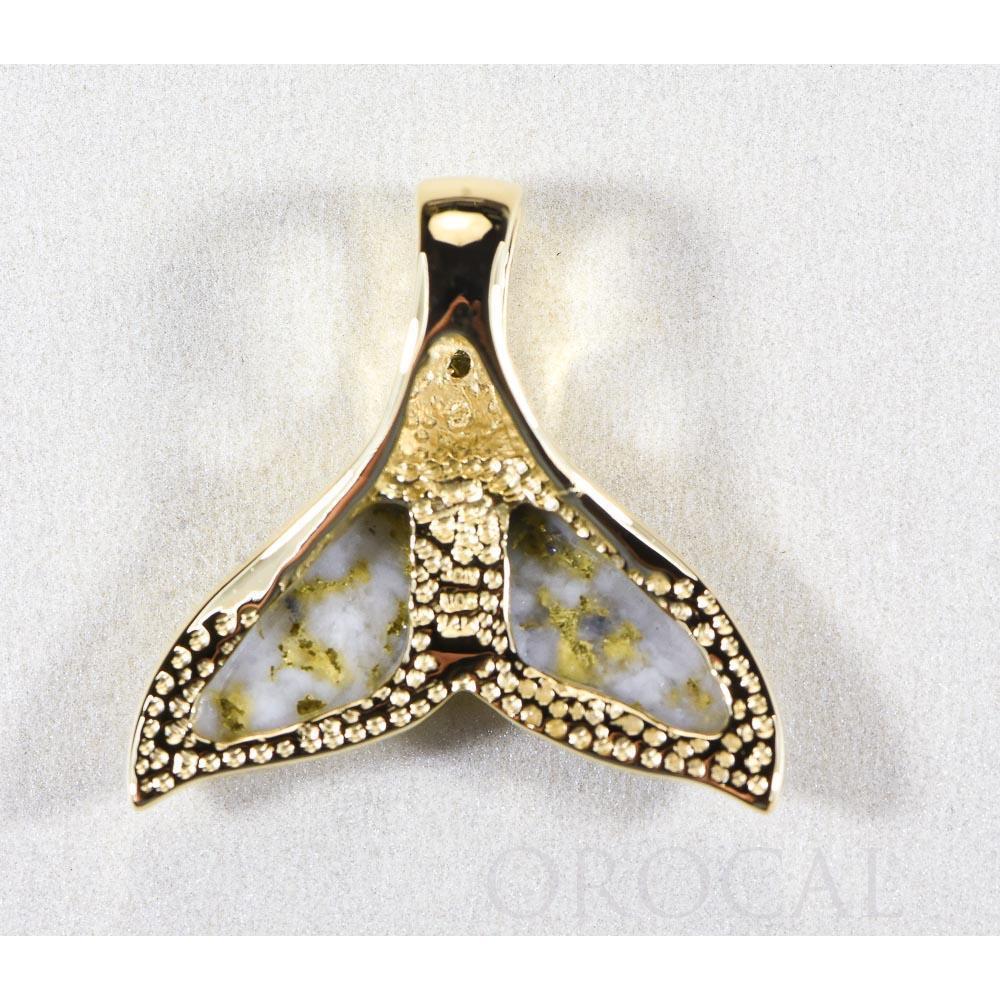 Gold Quartz Whales Tail Pendant with Diamonds - PDLWT16HDQ-Destination Gold Detectors