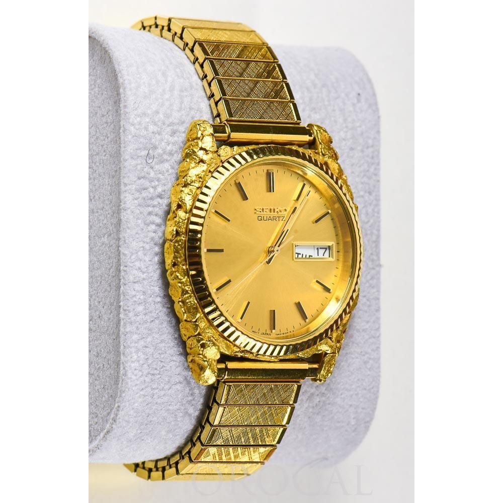 Seiko Gold Nugget Inlay Quartz Mens Watch w Flex Band by Orocal